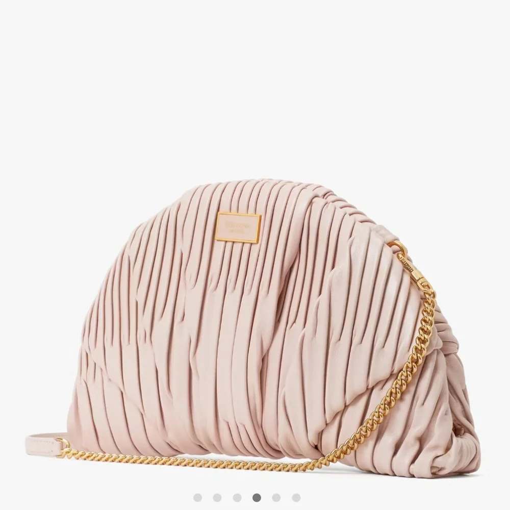 Kate Spade Patisserie Pleated 3d Croissant Clutch, French Rose - Picture 4 of 5